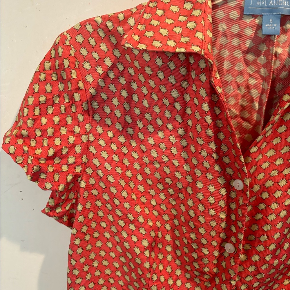 J. McLaughlin Red Polka Dot Blouse - Picture 3 of 8